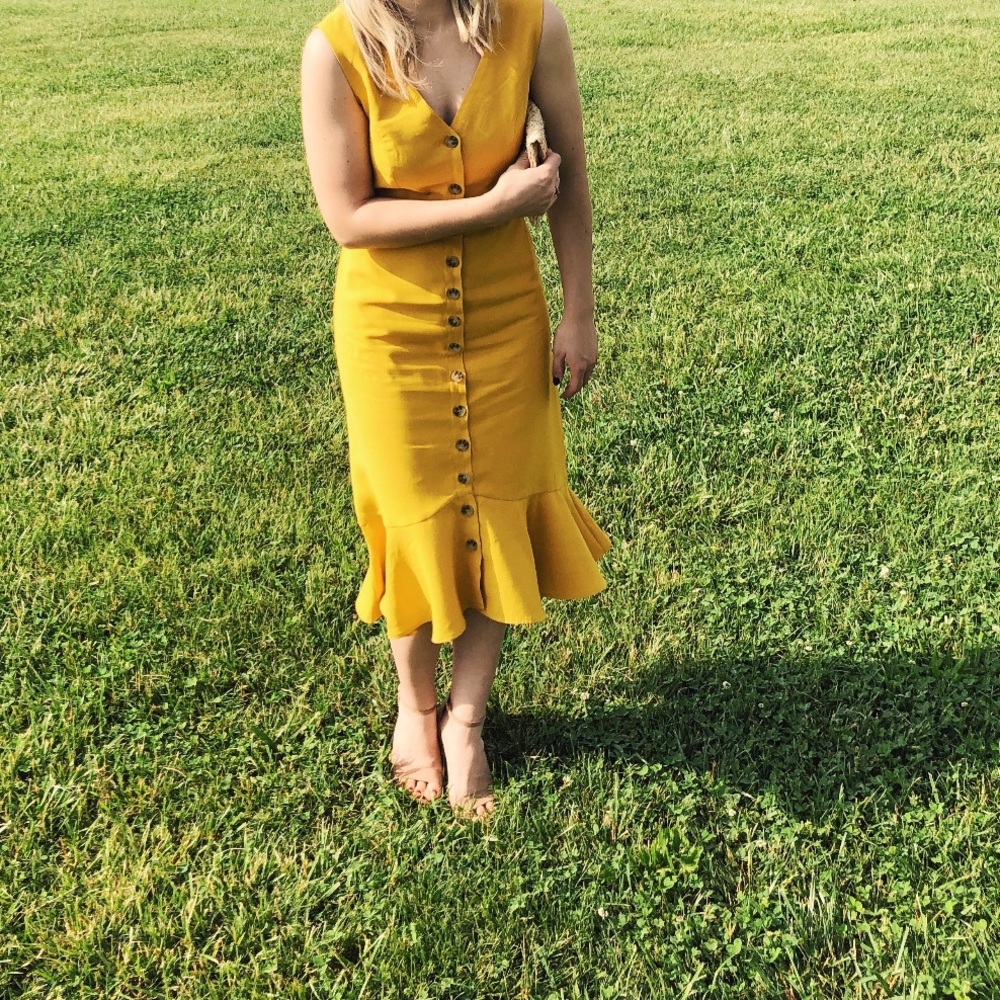 Lulus Button Front Midi Dress